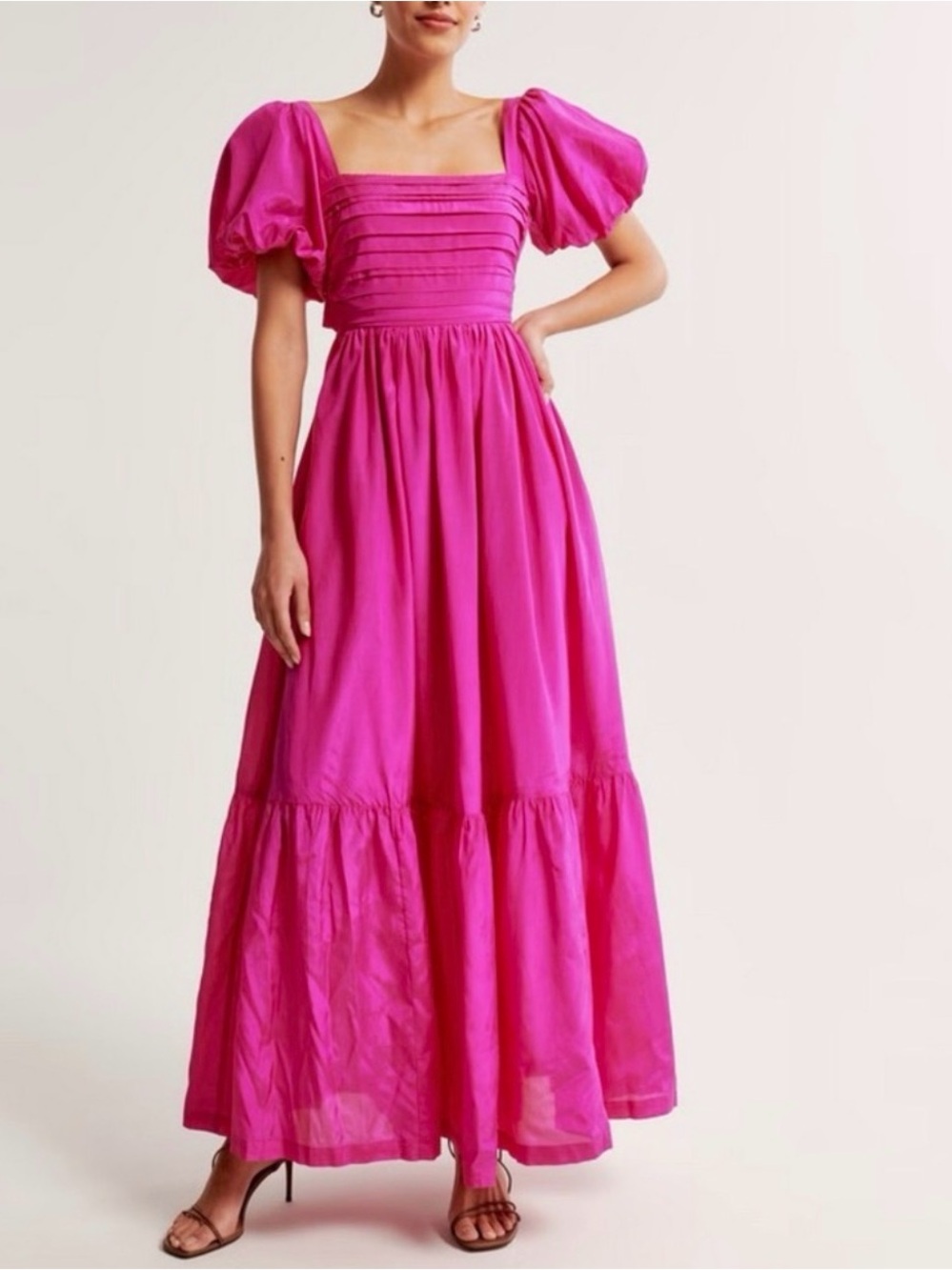 ISO: Abercrombie Fuchsia Puff-Sleeve Square-Neck Maxi Dress in size S or SP